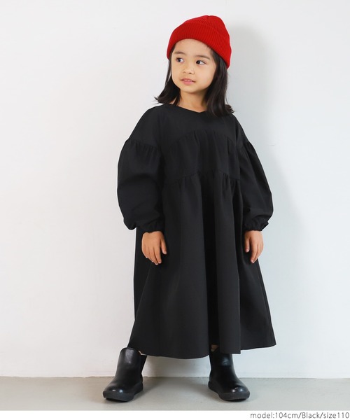 coca（coca）（コカ）の「キッズ 親子お揃いティアードボリュームワンピース（ワンピース・キッズ・ブラック・100/110/120/130）」の12枚目の写真