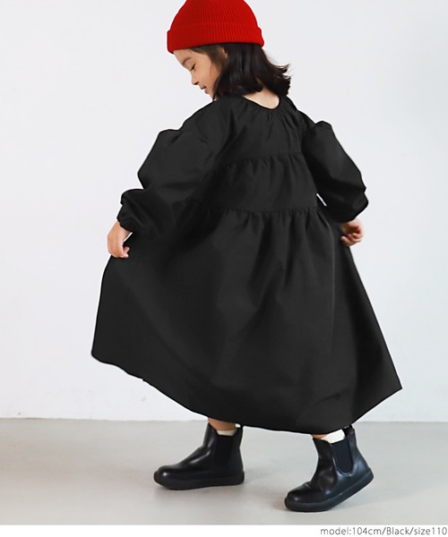 coca（coca）（コカ）の「キッズ 親子お揃いティアードボリュームワンピース（ワンピース・キッズ・ブラック・100/110/120/130）」の13枚目の写真