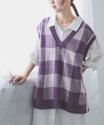 osharewalker | 『ギンガムチェック柄ジャカードニットベスト』(ベスト)