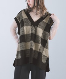 osharewalker | 『ギンガムチェック柄ジャカードニットベスト』(ベスト)