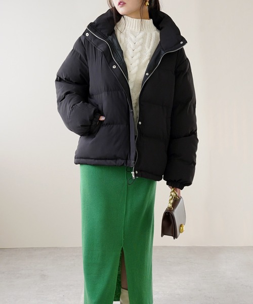 IAMUSE(アイアミューズ)の「スタンドカラー中綿ダウンジャケット S0775【IAMUSE】(ダウンジャケット/コート・レディース・ブラック/グレイッシュベージュ・FREE)」の15枚目の写真