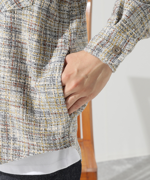 417 EDIFICE（フォーワンセブンエディフィス）の「【SUMMER TWEED】 C.P.O（シャツ/ブラウス・メンズ・グリーン/ベージュ/ブラック/ブラック系その他・MEDIUM/LARGE）」の10枚目の写真