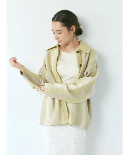 Ungrid(アングリッド)の「ストライプ柄ニットカーデ(カーディガン/ボレロ・レディース・グリーン/ブルー・FREE)」の4枚目の写真