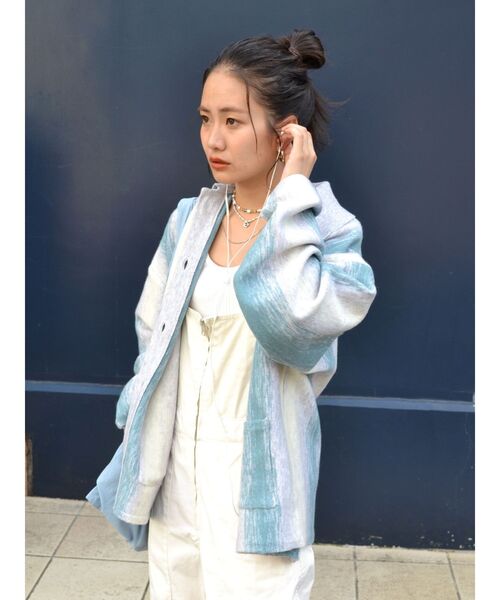 Ungrid(アングリッド)の「ストライプ柄ニットカーデ(カーディガン/ボレロ・レディース・グリーン/ブルー・FREE)」の6枚目の写真