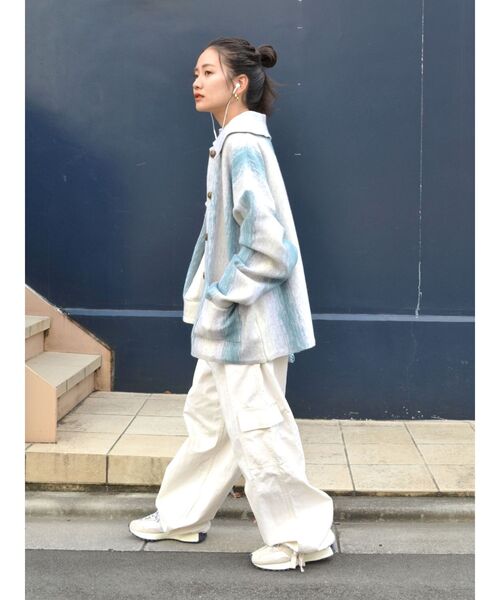 Ungrid(アングリッド)の「ストライプ柄ニットカーデ(カーディガン/ボレロ・レディース・グリーン/ブルー・FREE)」の8枚目の写真