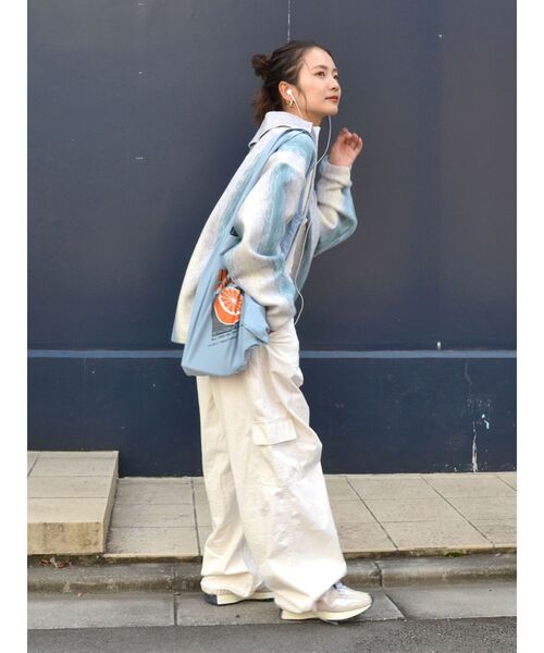 Ungrid(アングリッド)の「ストライプ柄ニットカーデ(カーディガン/ボレロ・レディース・グリーン/ブルー・FREE)」の9枚目の写真