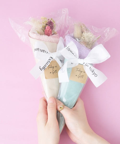 BIRTHDAY BAR(バースデイバー)の「flower handkerchief bouquet ハンカチブーケ(ハンカチ/ハンドタオル・レディース・ベージュ/グレー/ピンク/パープル/レッド・フリー)」の16枚目の写真