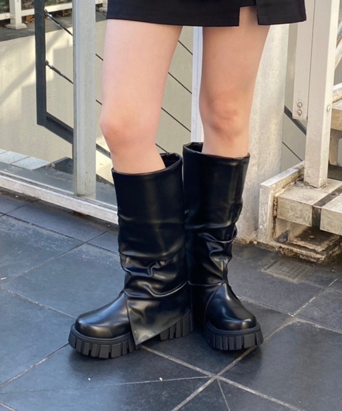 WEGO（ウィゴー）の「WEGO/シャーリングブーツ（ブーツ・レディース・ブラック・MEDIUM/LARGE）」の3枚目の写真