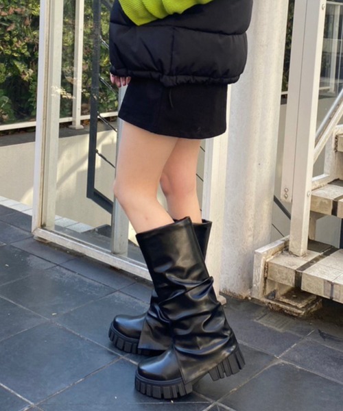 WEGO（ウィゴー）の「WEGO/シャーリングブーツ（ブーツ・レディース・ブラック・MEDIUM/LARGE）」の5枚目の写真