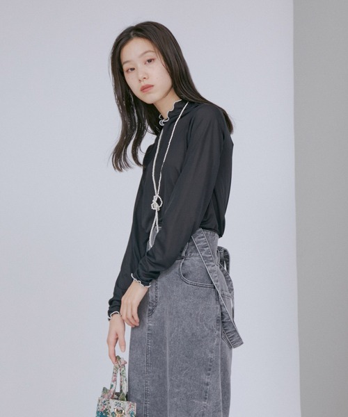 VIS(ビス)の「【洗える】前後2WAYシアーハイネックメローインナー(Tシャツ/カットソー・レディース・ホワイト/ブラック/ホワイト系その他・FREE)」の17枚目の写真