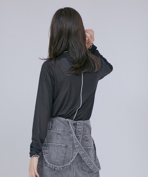 VIS(ビス)の「【洗える】前後2WAYシアーハイネックメローインナー(Tシャツ/カットソー・レディース・ホワイト/ブラック/ホワイト系その他・FREE)」の18枚目の写真