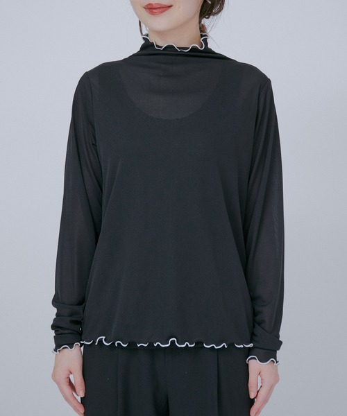 VIS(ビス)の「【洗える】前後2WAYシアーハイネックメローインナー(Tシャツ/カットソー・レディース・ホワイト/ブラック/ホワイト系その他・FREE)」の20枚目の写真