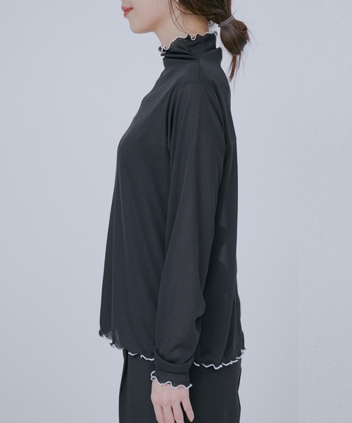 VIS(ビス)の「【洗える】前後2WAYシアーハイネックメローインナー(Tシャツ/カットソー・レディース・ホワイト/ブラック/ホワイト系その他・FREE)」の21枚目の写真