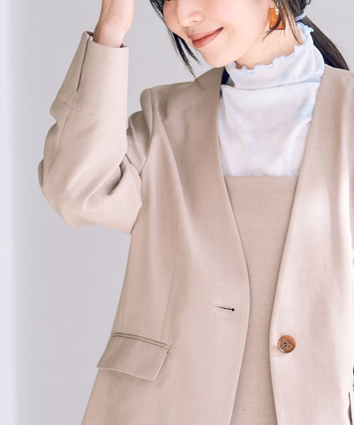 VIS(ビス)の「【洗える】前後2WAYシアーハイネックメローインナー(Tシャツ/カットソー・レディース・ホワイト/ブラック/ホワイト系その他・FREE)」の7枚目の写真