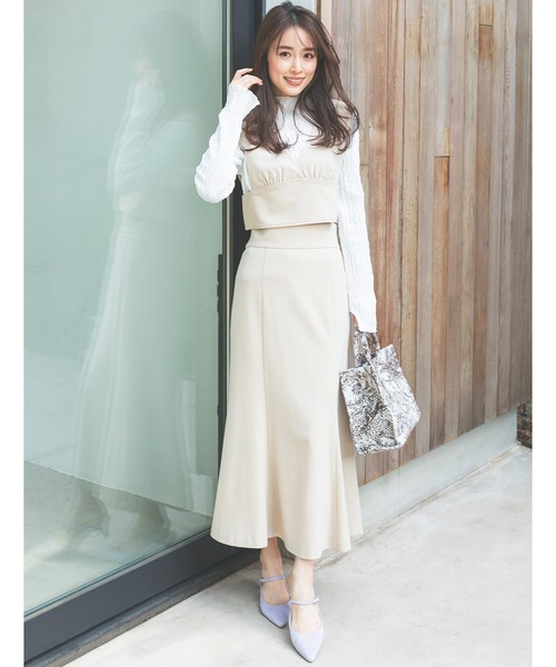 VIS(ビス)の「【洗える】前後2WAYシアーハイネックメローインナー(Tシャツ/カットソー・レディース・ホワイト/ブラック/ホワイト系その他・FREE)」の4枚目の写真