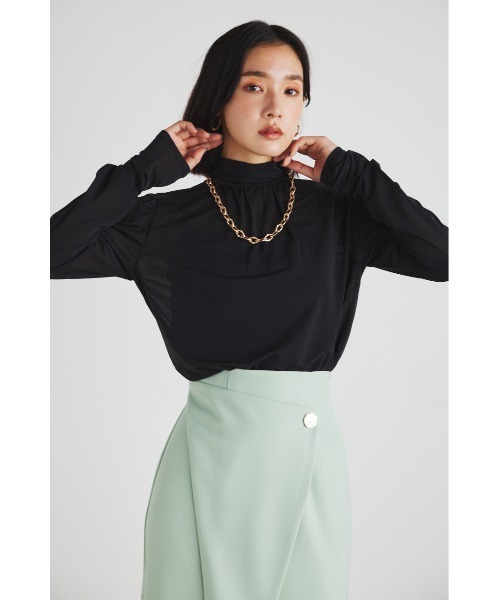 rienda（リエンダ）の「ラウンドスリーブシアートップス 春服（Tシャツ/カットソー・レディース・ライトベージュ/ブラック/ライトブルー/ピンク・FREE）」の12枚目の写真