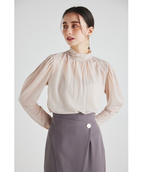 rienda（リエンダ）の「ラウンドスリーブシアートップス 春服（Tシャツ/カットソー・レディース・ライトベージュ/ブラック/ライトブルー/ピンク・FREE）」の20枚目の写真