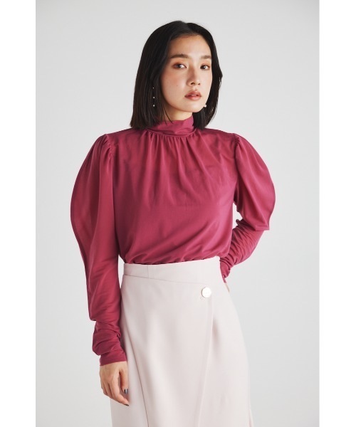 rienda（リエンダ）の「ラウンドスリーブシアートップス 春服（Tシャツ/カットソー・レディース・ライトベージュ/ブラック/ライトブルー/ピンク・FREE）」の8枚目の写真