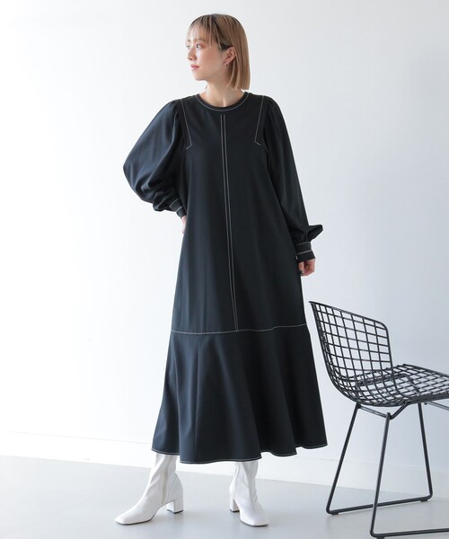 Ray BEAMS（レイビームス）の「Ray BEAMS / 配色 ステッチ マーメイド ワンピース（ワンピース・レディース・ブラック/ミント・ONE SIZE）」の13枚目の写真