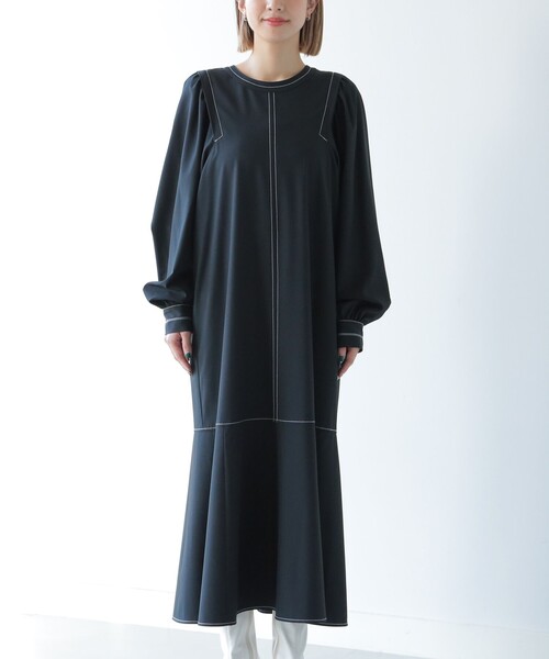 Ray BEAMS（レイビームス）の「Ray BEAMS / 配色 ステッチ マーメイド ワンピース（ワンピース・レディース・ブラック/ミント・ONE SIZE）」の3枚目の写真
