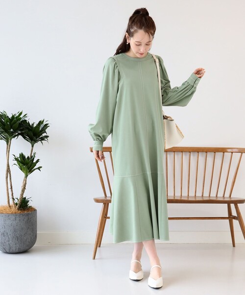 Ray BEAMS（レイビームス）の「Ray BEAMS / 配色 ステッチ マーメイド ワンピース（ワンピース・レディース・ブラック/ミント・ONE SIZE）」の17枚目の写真