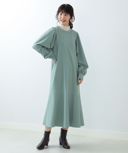 Ray BEAMS（レイビームス）の「Ray BEAMS / 配色 ステッチ マーメイド ワンピース（ワンピース・レディース・ブラック/ミント・ONE SIZE）」の8枚目の写真