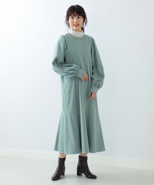 Ray BEAMS（レイビームス）の「Ray BEAMS / 配色 ステッチ マーメイド ワンピース（ワンピース・レディース・ブラック/ミント・ONE SIZE）」の15枚目の写真