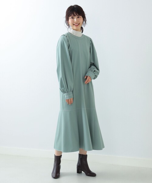 Ray BEAMS（レイビームス）の「Ray BEAMS / 配色 ステッチ マーメイド ワンピース（ワンピース・レディース・ブラック/ミント・ONE SIZE）」の5枚目の写真