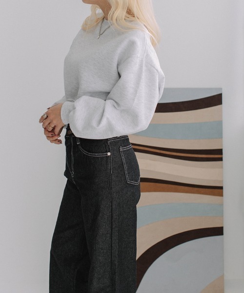 Flugge（フラッジー）の「volume sleeve short sweat/ボリュームスリーブショートスウェット（スウェット・レディース・グレー/アッシュ/ブラック・FREE）」の22枚目の写真