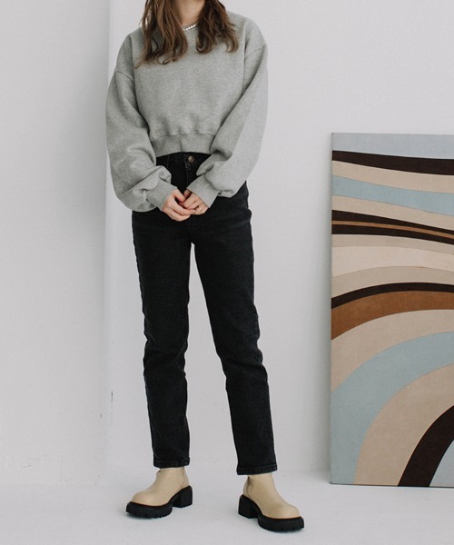 Flugge（フラッジー）の「volume sleeve short sweat/ボリュームスリーブショートスウェット（スウェット・レディース・グレー/アッシュ/ブラック・FREE）」の12枚目の写真