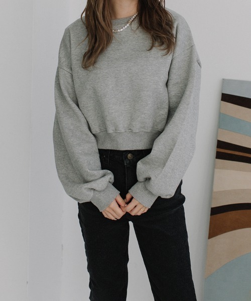 Flugge（フラッジー）の「volume sleeve short sweat/ボリュームスリーブショートスウェット（スウェット・レディース・グレー/アッシュ/ブラック・FREE）」の15枚目の写真