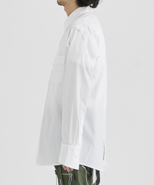 sulvam(サルバム)の「【sulvam / サルバム】SHOULDER LOCK OPEN SHIRTS / ショルダーロックオープンシャツ(シャツ/ブラウス・メンズ・ブラック/ホワイト・SMALL/MEDIUM)」の6枚目の写真