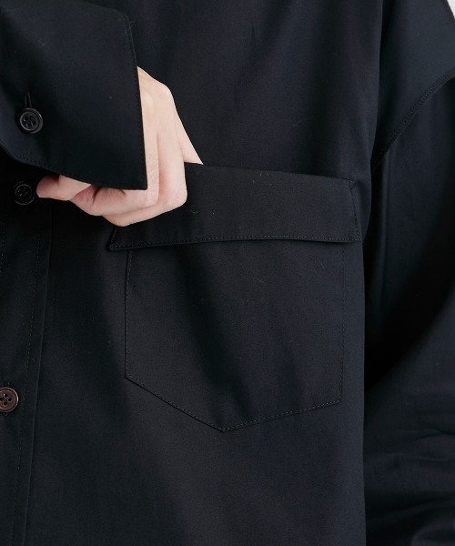 sulvam(サルバム)の「【sulvam / サルバム】SHOULDER LOCK OPEN SHIRTS / ショルダーロックオープンシャツ(シャツ/ブラウス・メンズ・ブラック/ホワイト・SMALL/MEDIUM)」の5枚目の写真