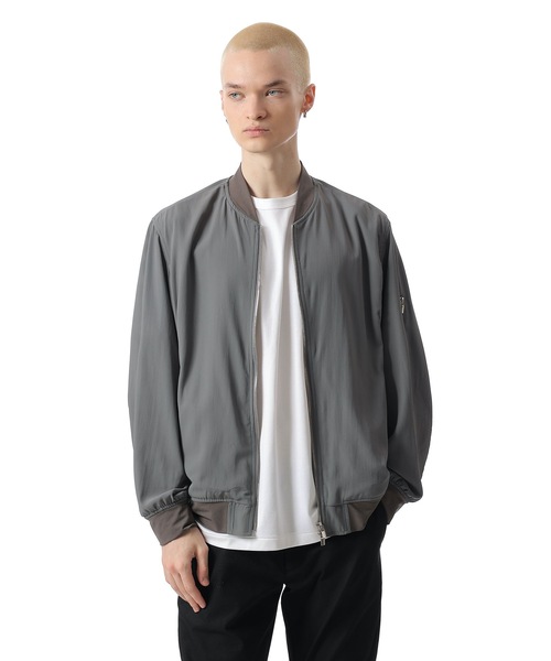 ATTACHMENT HIGH TWIST NY TWILL MA-1 ブラック coordinate] 着用モデル - 身長175cm体重65kg ブルゾン