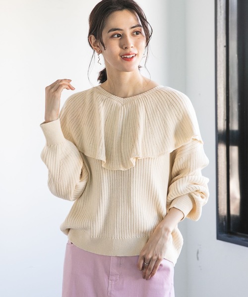 LEPSIM（レプシィム）の「7ゲージ襟フリルニットプルオーバー 178247