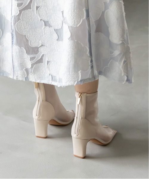 RANDA（ランダ）の「オープントゥシアーショートブーツ（ブーツ・レディース・ブラウン/ピンク/アイボリー・LL/S/M/L）」の7枚目の写真