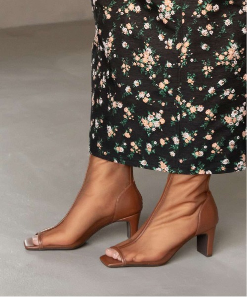 RANDA（ランダ）の「オープントゥシアーショートブーツ（ブーツ・レディース・ブラウン/ピンク/アイボリー・LL/S/M/L）」の9枚目の写真