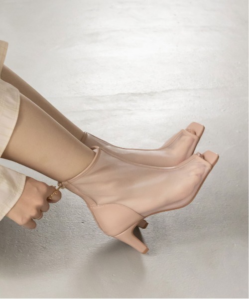 RANDA（ランダ）の「オープントゥシアーショートブーツ（ブーツ・レディース・ブラウン/ピンク/アイボリー・LL/S/M/L）」の14枚目の写真