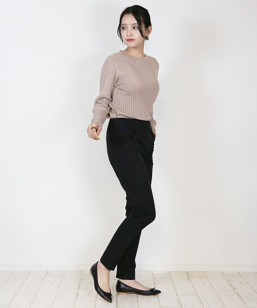 atONE（アットワン）の「atONE オールラバーウエストスリムパンツ（チノパンツ・レディース・ベージュ/ナチュラル/チャコールグレー/クリーム/カーキ/ブラック・L/LL/4L/3L/M）」の14枚目の写真