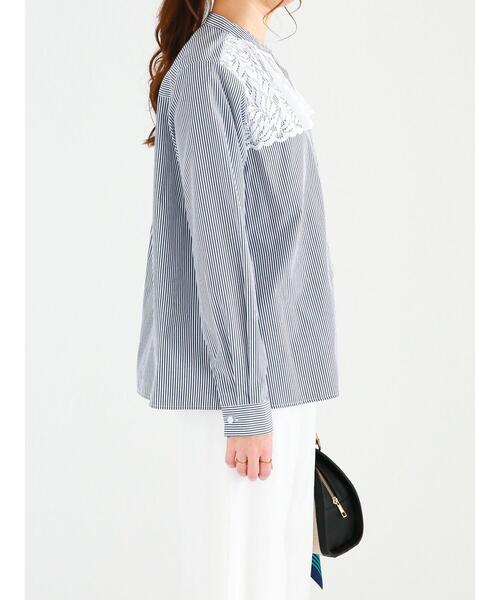 Te chichi（テチチ）の「ストライプアソートヨークレースブラウス（シャツ/ブラウス・レディース・オフホワイト/ネイビー・ﾌﾘ-）」の14枚目の写真