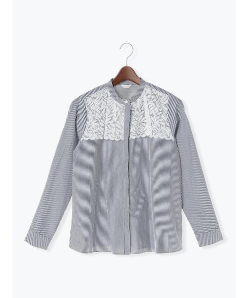 Te chichi（テチチ）の「ストライプアソートヨークレースブラウス（シャツ/ブラウス・レディース・オフホワイト/ネイビー・ﾌﾘ-）」の19枚目の写真