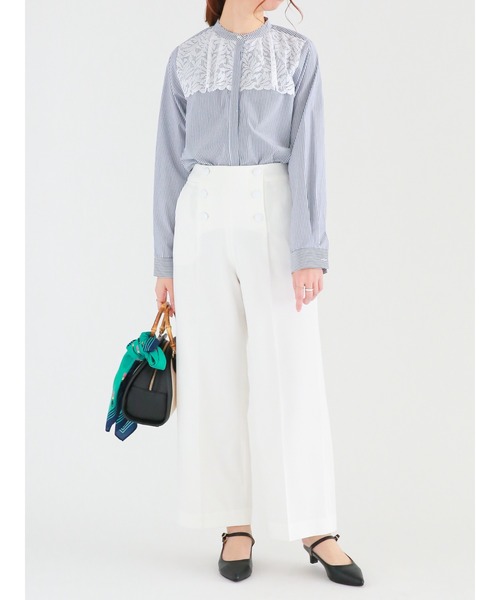 Te chichi（テチチ）の「ストライプアソートヨークレースブラウス（シャツ/ブラウス・レディース・オフホワイト/ネイビー・ﾌﾘ-）」の7枚目の写真