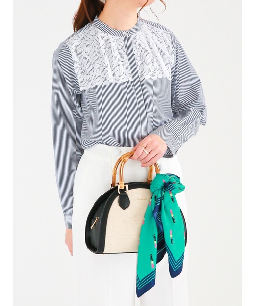 Te chichi（テチチ）の「ストライプアソートヨークレースブラウス（シャツ/ブラウス・レディース・オフホワイト/ネイビー・ﾌﾘ-）」の9枚目の写真