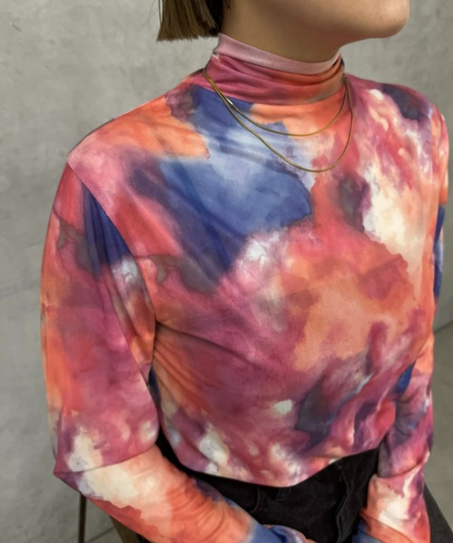 WHO'S WHO gallery（フーズフーギャラリー）の「フェード柄ネットトップス（Tシャツ/カットソー・レディース・パープル/ブラック/グレー・FREE）」の7枚目の写真