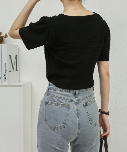 MAISON DE THERESE(メゾン ド テレーズ)の「ニット半袖Tシャツ(ニット/セーター・レディース・ホワイト/ブラック/アイボリー/モカ・M)」の7枚目の写真