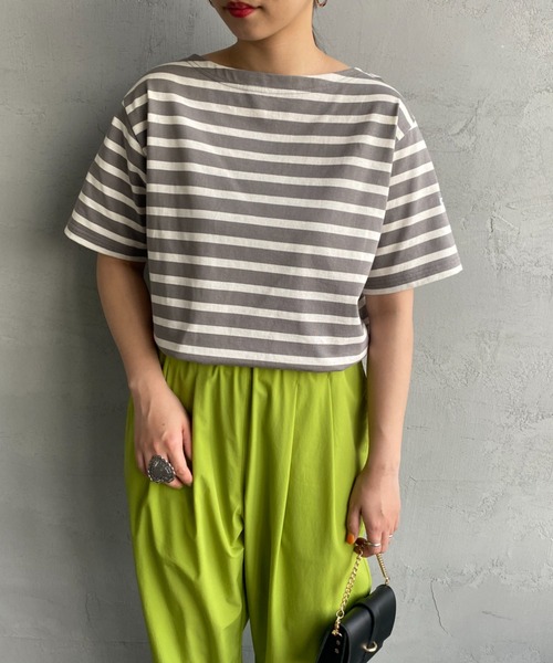 ORCIVAL（オーシバル）の「[ORCIVAL/オーシバル] ボートネック ショートスリーブTシャツ（Tシャツ/カットソー・レディース・レッド/グレイッシュベージュ/ブルー・1）」の17枚目の写真