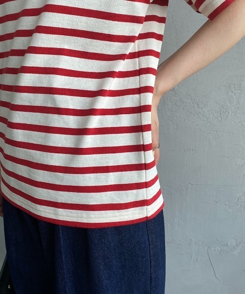 ORCIVAL（オーシバル）の「[ORCIVAL/オーシバル] ボートネック ショートスリーブTシャツ（Tシャツ/カットソー・レディース・レッド/グレイッシュベージュ/ブルー・1）」の5枚目の写真