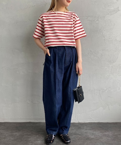 ORCIVAL（オーシバル）の「[ORCIVAL/オーシバル] ボートネック ショートスリーブTシャツ（Tシャツ/カットソー・レディース・レッド/グレイッシュベージュ/ブルー・1）」の16枚目の写真