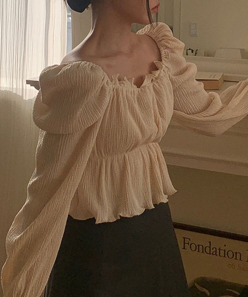 LAFFMO（ラフモ）の「スクエアネックフリルクロップドブラウス（シャツ/ブラウス・レディース・ベージュ/ピンク・FREE）」の19枚目の写真