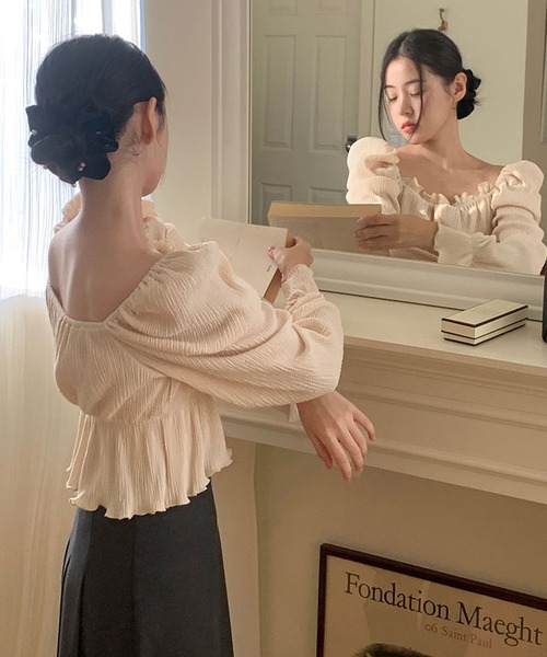 LAFFMO（ラフモ）の「スクエアネックフリルクロップドブラウス（シャツ/ブラウス・レディース・ベージュ/ピンク・FREE）」の20枚目の写真